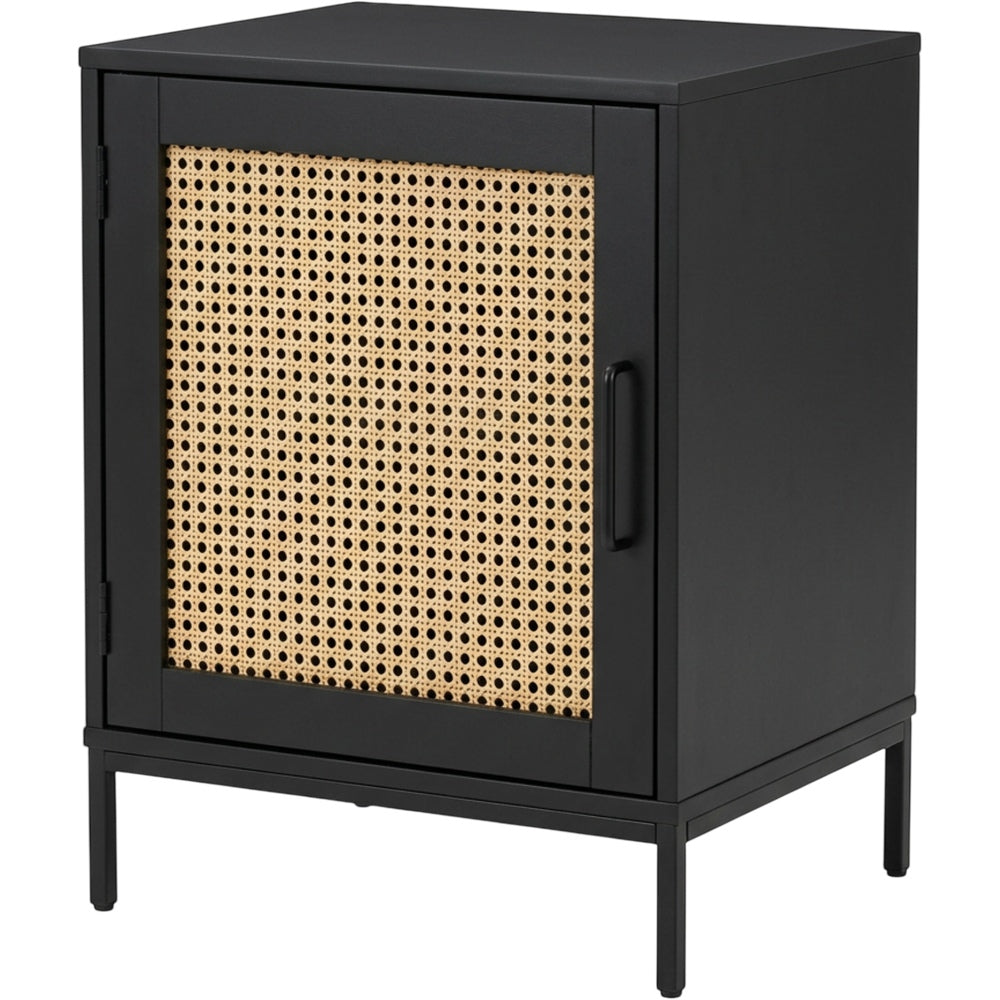 Gavro Cane Door Bedside Cabinet Black Natural - Product view